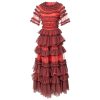 Women Runway Designer Short Sleeve Wood Fungus Ruffled Edge Layered Elegant Cake Bohemian Dress