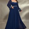 Women's Plus Size Elegant Maxi Dress for Formal Event Sequined Ribbon Pleated Chiffon Party Dress