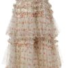 Women's Bohemian Casual Floral Print Dress Cascading Ruffle Net Yarn Sleeveless Summer Beach Dresses