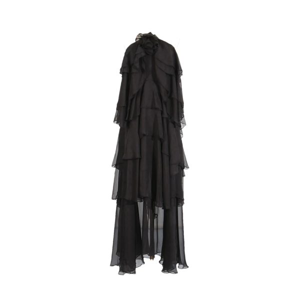 Women Camisole Sleeveless Backless Spliced Appliques High Waist Long Solid Retro Slimming Elegant Dress