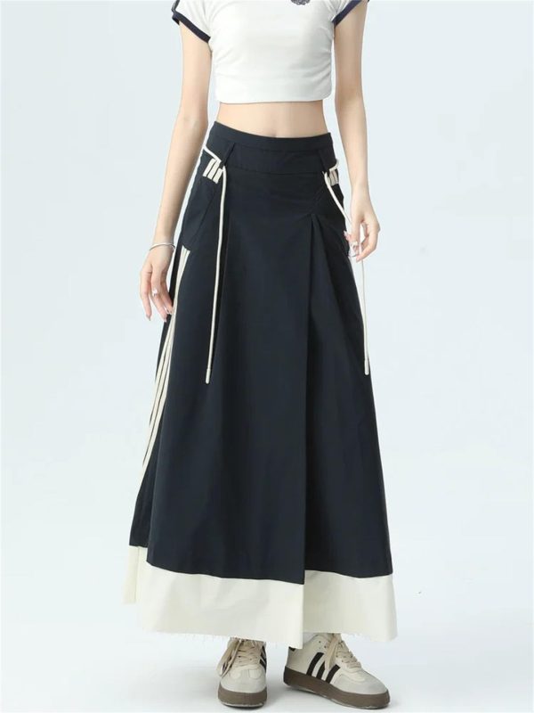 Women's Cargo Skirt Y2k Elegant Streetwear A-Line Long Harajuku Korean Vintage High Waist Skirts