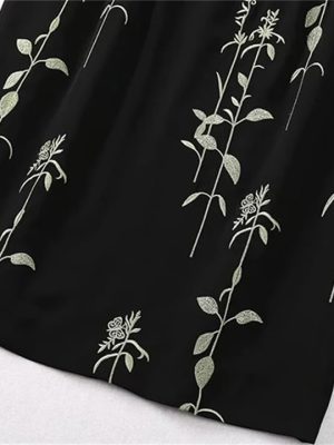 Women Spring Summer O-Neck Sleeveless Embroidery Commuter Office Pretty Slim Dress