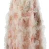 Women's Bohemian Floral Beach Dress Ruffle Net Yarn Flutter Sleeve Cascading Maxi Vacation Dresses