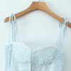 Women Slim Fit Sexy Corset Style Midi Dress Floral Covered Hook Button Spliced Lace Low Waist Party A-Line Long Sling Dress