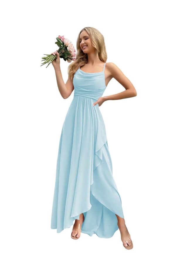Women's Bridesmaid Dresses 2025 with Slit Spaghetti Straps Formal Party Gowns A Line Maxi Dress PU162