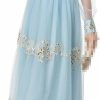 Women's Vintage Floral Embroidery Sequins Net Yarn Dress Flowy Maxi Party Evening Dresses