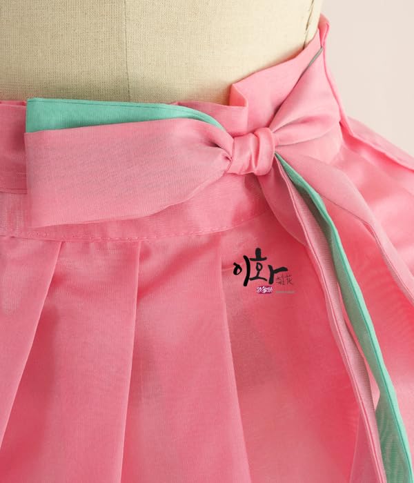 Handmade Luxury Traditional Korean Pink Skirt Hanbok Dress