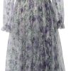 Women's Bohemian Dress Floral Print Net Yarn Ruffles Nail Bead Maxi Casual Party Dress