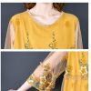 Floral Embroidery Midi Dress Women Natural Silk Summer Light Beach Plus Size Elegant Boho Vacation Maxi Vestidos
