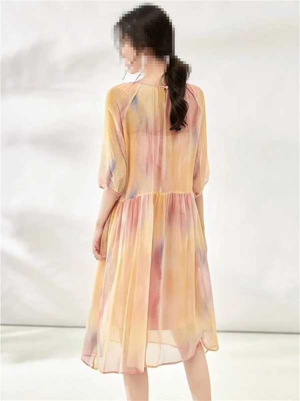 Womens Short Sleeve Casual Midi Dress Summer Bohemian Maxi Dress Beach Party Flowy Elegant Vacation Sundress