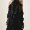 Women Sexy Spliced Ruffles Backless Loose Strapless Sleeveless Patchwork Flowers Long Dress