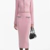 Women's Slimming Spliced Button Skirt Set - Round Neck Sleeve Top & High Waist Skirt Set