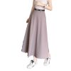 Women's Summer Long Skirt with Belt High Waist Elegant Office OL Big Swing Midi A-Line Skirts