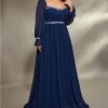 Women's Plus Size Elegant Maxi Dress for Formal Event Sequined Ribbon Pleated Chiffon Party Dress