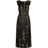 Women Spring Summer O-Neck Sleeveless Embroidery Commuter Office Pretty Slim Dress
