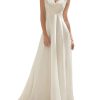 Women's Wedding Dress Lace Double V-Neck Sleeveless Evening Dress