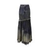 Women High Waist Spliced Button Streetwear Long Skirts Patchwork Tassel Elegant Denim Skirts
