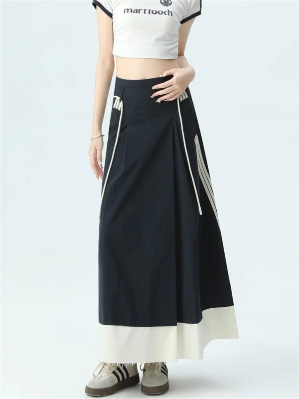 Women's Cargo Skirt Y2k Elegant Streetwear A-Line Long Harajuku Korean Vintage High Waist Skirts