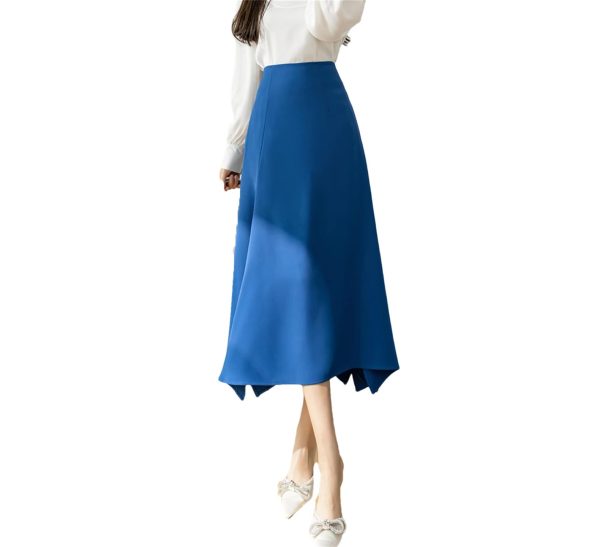 Women Irregular Skirt Long High Waist Office OL Work Midi Skirts