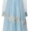 Women's Vintage Floral Embroidery Sequins Net Yarn Dress Flowy Maxi Party Evening Dresses
