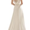 Women's Wedding Dress Lace Double V-Neck Sleeveless Evening Dress