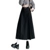 Women's Vintage Pleated Suit Long Skirts High Waist Mid Length Workwear Office Skirts