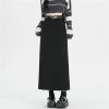 Women High Waist Straight Long Pencil Vintage Woolen Midi Skirts