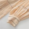 Women's Bohemian Casual Vacation Dress O Neck Lace-Up Lantern Long Sleeve Party Maxi Dresses