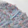 Women's Boho Floral A-Line Dress V-Neck Short Sleeve Net Yarn Cascading Ruffle Summer Beach Dresses