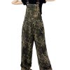 Women's Y2K Leopard Print Jeans Overall Chic Streetwear Baggy Wide Leg Jumpsuit Retro Hip Hop Loose trouser