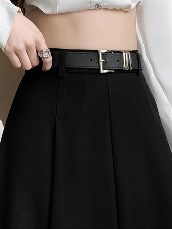 Women Elegant Suit A-Line Long Skirt for Fall Korean Style Work OL Office Big Swing Long Skirts
