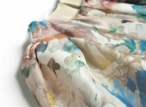 Women Runway Designer Puff Sleeve Folds Tiered Ruffles Printing Bohemian Elegant Dress