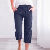 Summer Capri Pants for Women Casual Cotton Linen Pants Straight Leg Vacation Beach Crop Pant with Pockets