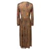 Women's Long Boho Dress Vintage Pastoral Flower V-Neck Dresses Chiffon Western Country Dresses Casual Maxi Dress