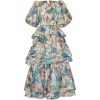 Women Runway Designer Puff Sleeve Folds Tiered Ruffles Printing Bohemian Elegant Dress