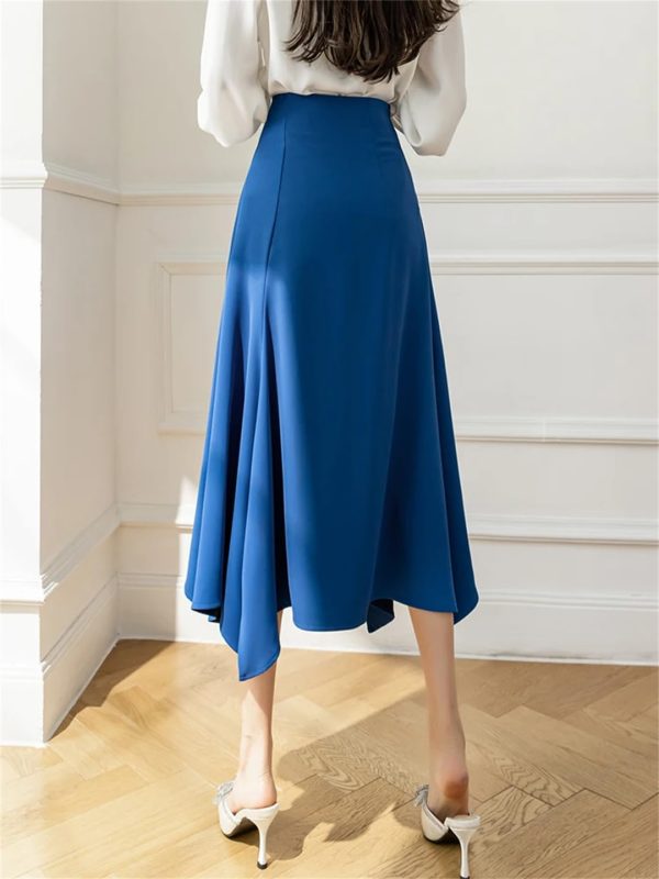 Women Irregular Skirt Long High Waist Office OL Work Midi Skirts