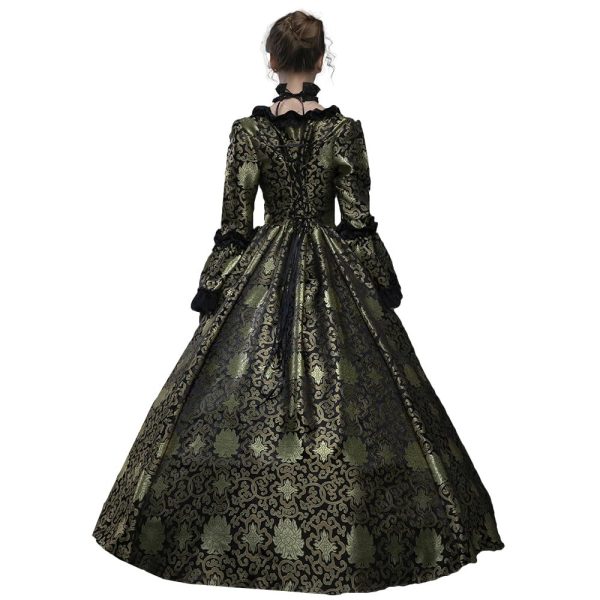 18th Century Women's Rococo Ball Gown Renaissance Floral Jacquard Long Gothic Victorian Dress Masquerade Party Costumes