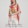 Women's Floral Chiffon Blouse Batwing Summer Hippie Sheer Loose Caftan Poncho Tunic Shirt Tops