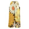 Yellow And Brown Vintage Floral Pattern Women's Casual Pants Yoga Loose Wide Legs Trousers with Pockets High Waist