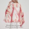 Women's Floral Chiffon Blouse Batwing Summer Hippie Sheer Loose Caftan Poncho Tunic Shirt Tops