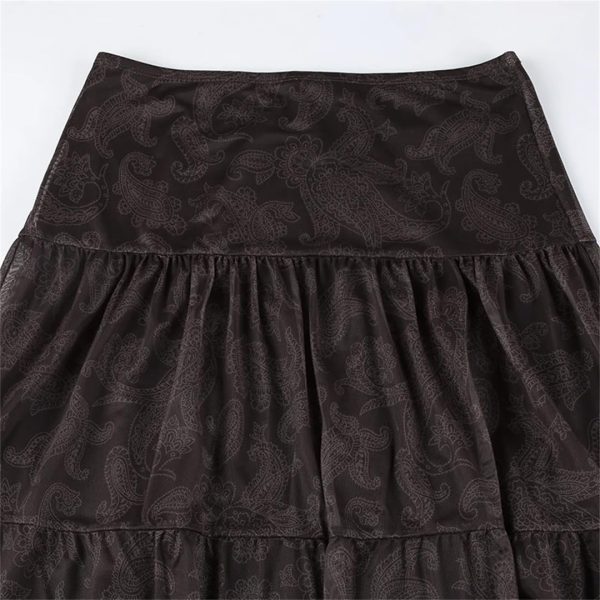 Women Mesh A-Line Long Skirt Vintage Y2K High Waist Loose Elegant Fairy Maxi Skirts