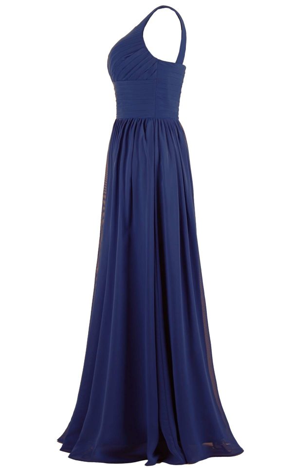 Women's Pleat Chiffon One Shoulder Bridesmaid Dresses Long Evening Dress Formal Wedding Party Dress