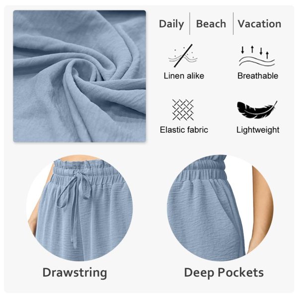 Womens Wide Leg High Waisted with Tie Belt Pockets Summer 2025 Vacation Pants