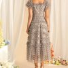 Women's Bohemian Summer Holiday Dress Short Sleeve Square Neck Large Swing Party Maxi Dresses