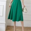 Women Elegant High Waist Office Wear A-Line Maxi Skirts Blue Black EN8 Falda Midi Long Skirt
