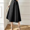 Women's High Waist A-Line Skirt with Belt Office Work OL Big Swing Midi Skirts