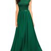 Women's Formal Sleeveless Floral Lace Bridesmaid Party Maxi Dress