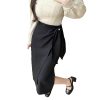 Women's Summer Irregular Skirt with Lace Bow High Waist Elegant Office OL Work Fashion Midi Skirts