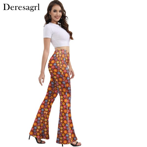 American Flag Flare Pants Women 4th of July Bell-Bottoms USA Wide Leg Pant Red Blue White Independence Day