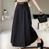 Women Mid Length Skirt High Waist A-Line Large Swing Umbrella Skirt OL Knee Length Suit Pleated Long Skirt